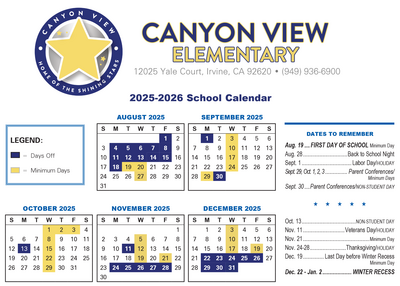 Canyon View Calendar